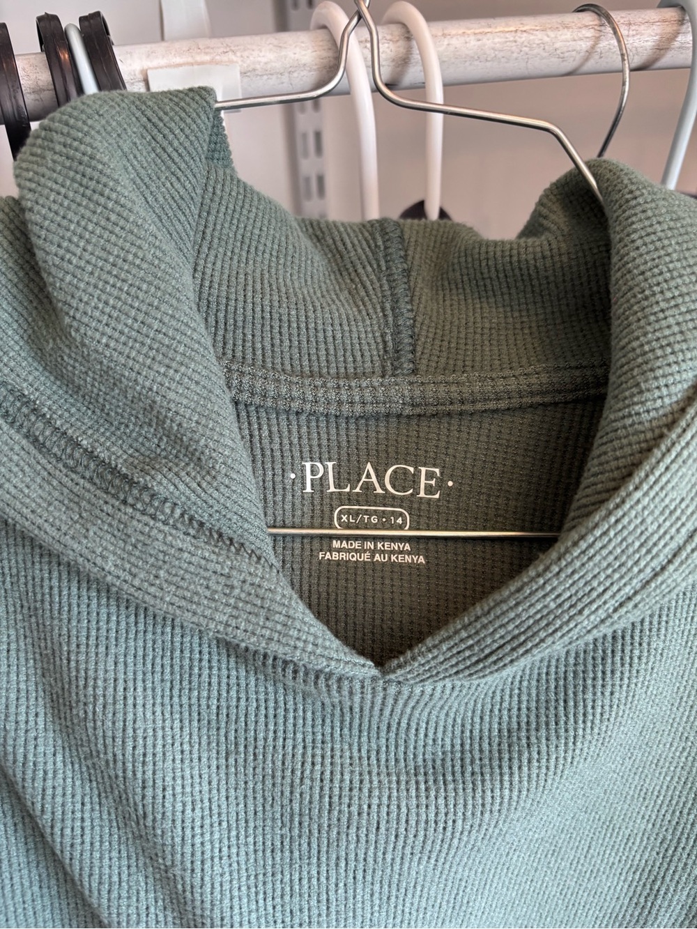Place Ribbed Funnel Neck Pullover in Sage Green